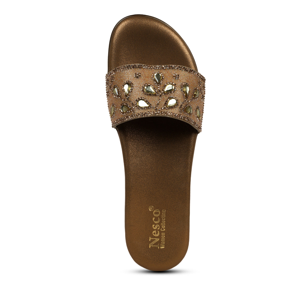 Embellished Teardrop Toe-Post Sandals - Bronze