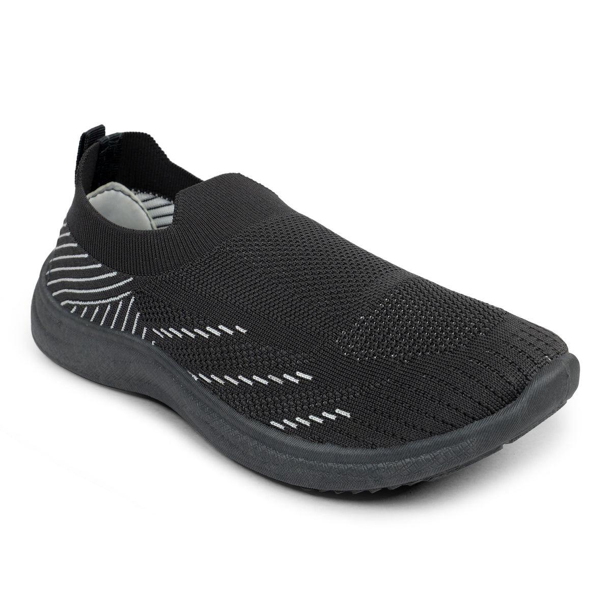 Web Patterned Slip-On Knitted Walking Sneakers - Grey