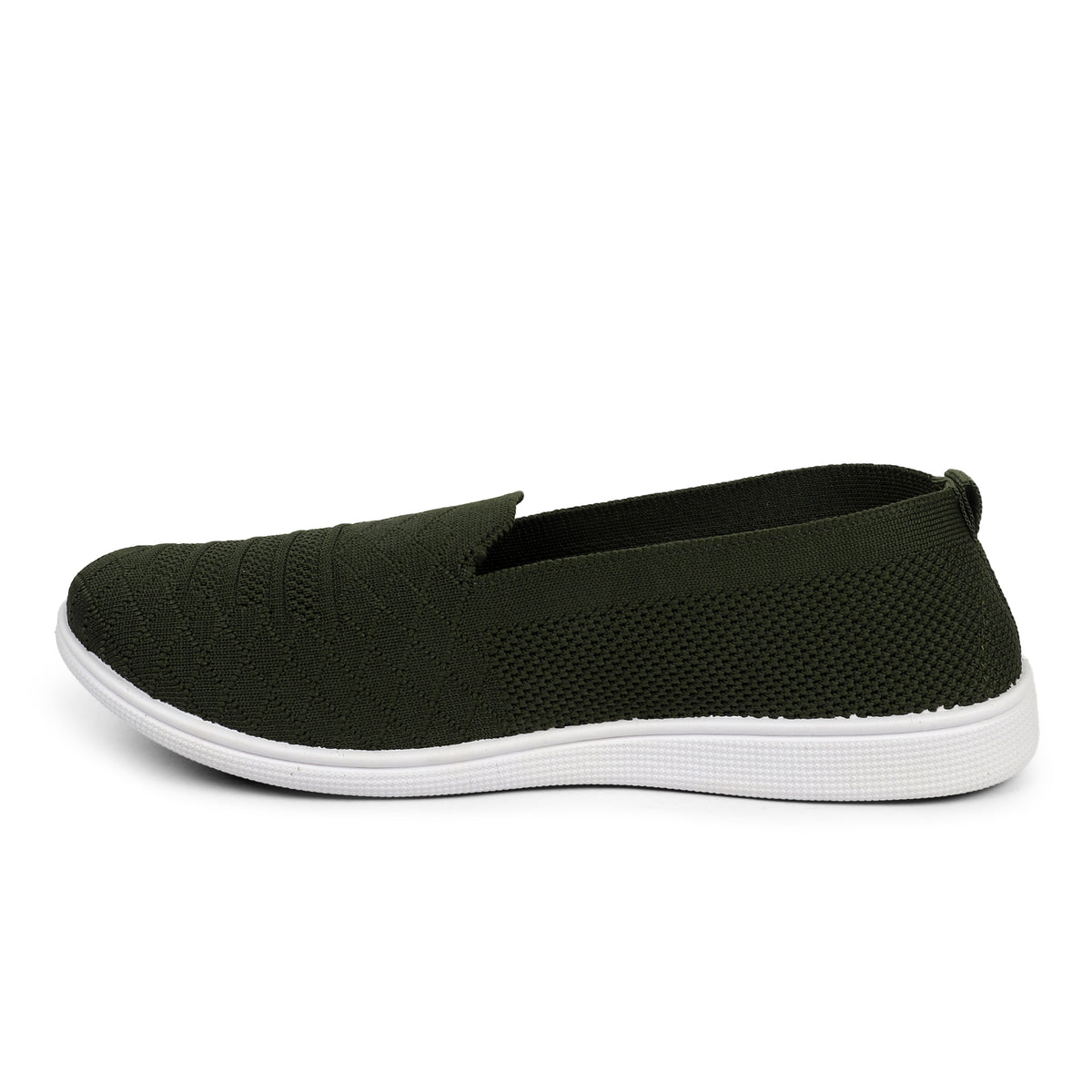 Slip-On Knitted Walking Sneakers - Olive
