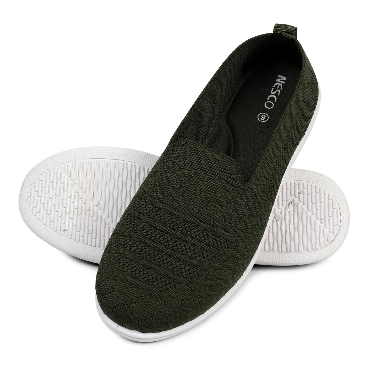 Slip-On Knitted Walking Sneakers - Olive