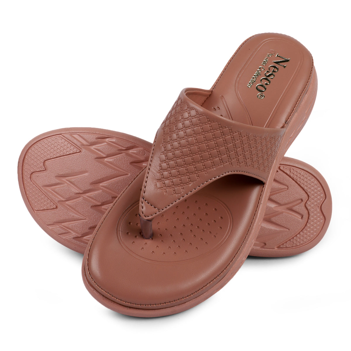 Textured V-Strap Comfort Sandals