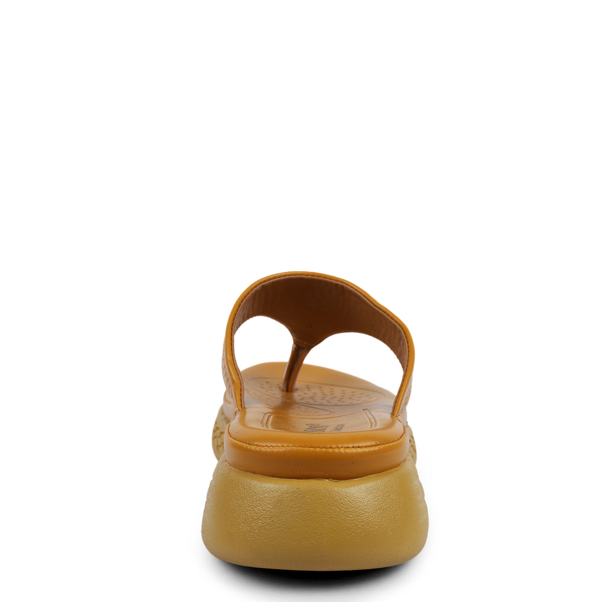 Textured V-Strap Comfort Sandals - Mustard