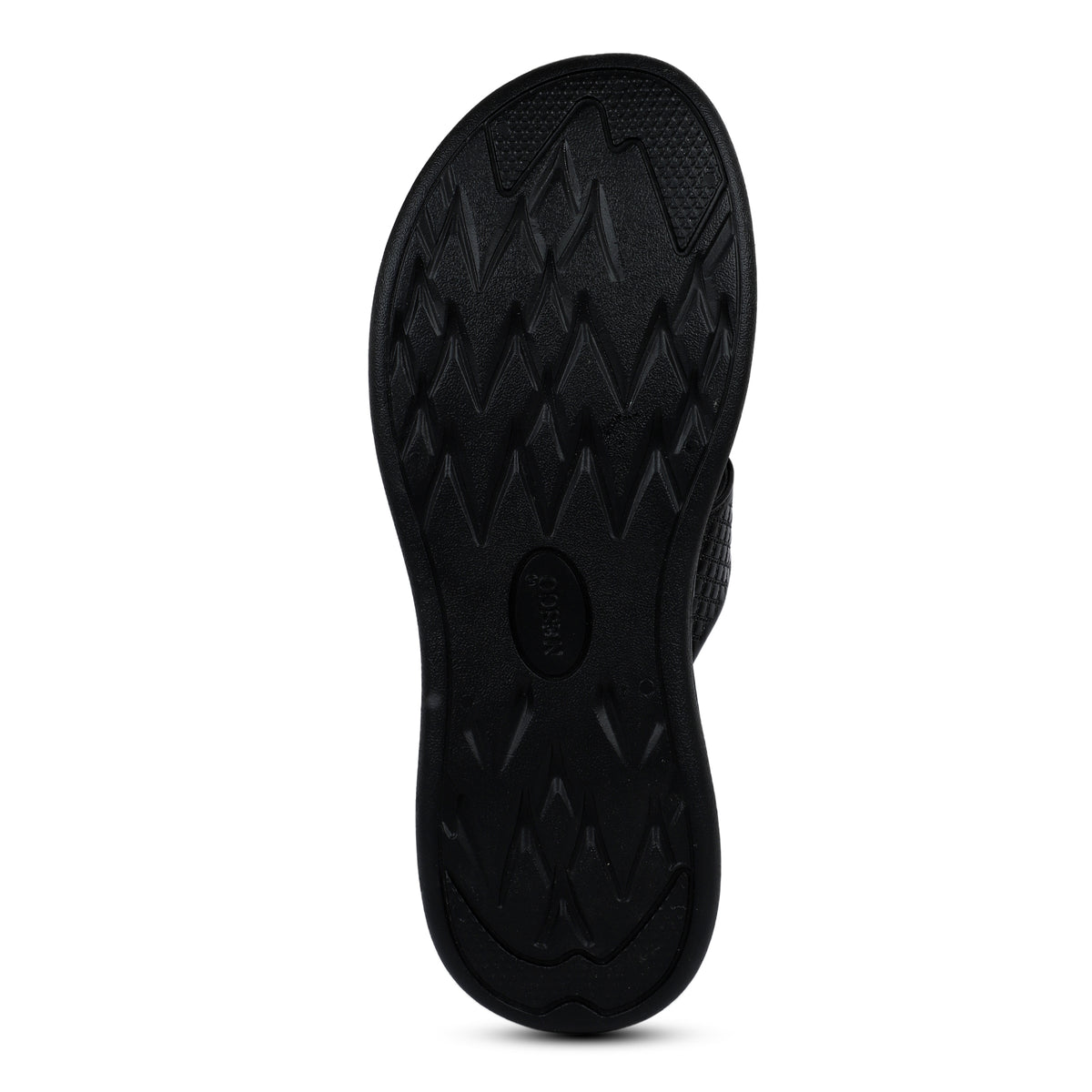 Textured V-Strap Comfort Sandals - Black