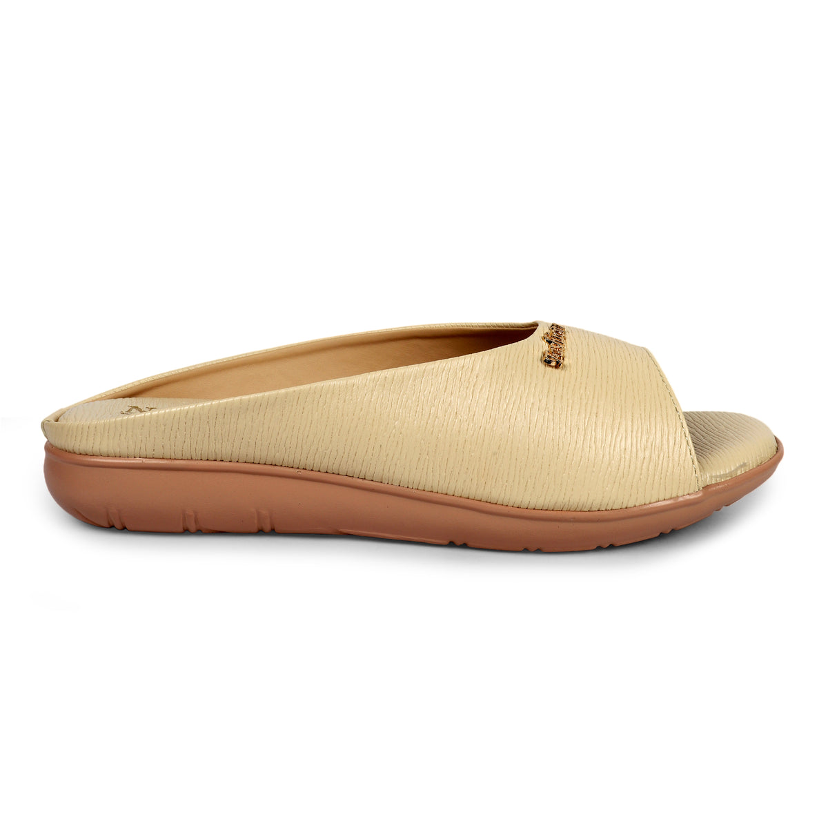 Classic Single Strap Fashion Slides - Beige