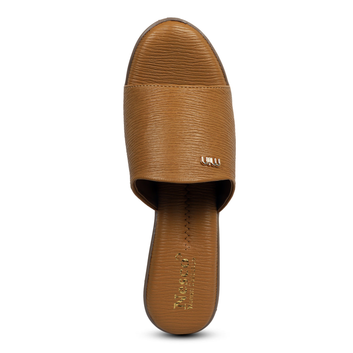 Textured Block Heel Slip-On Mules - Tan