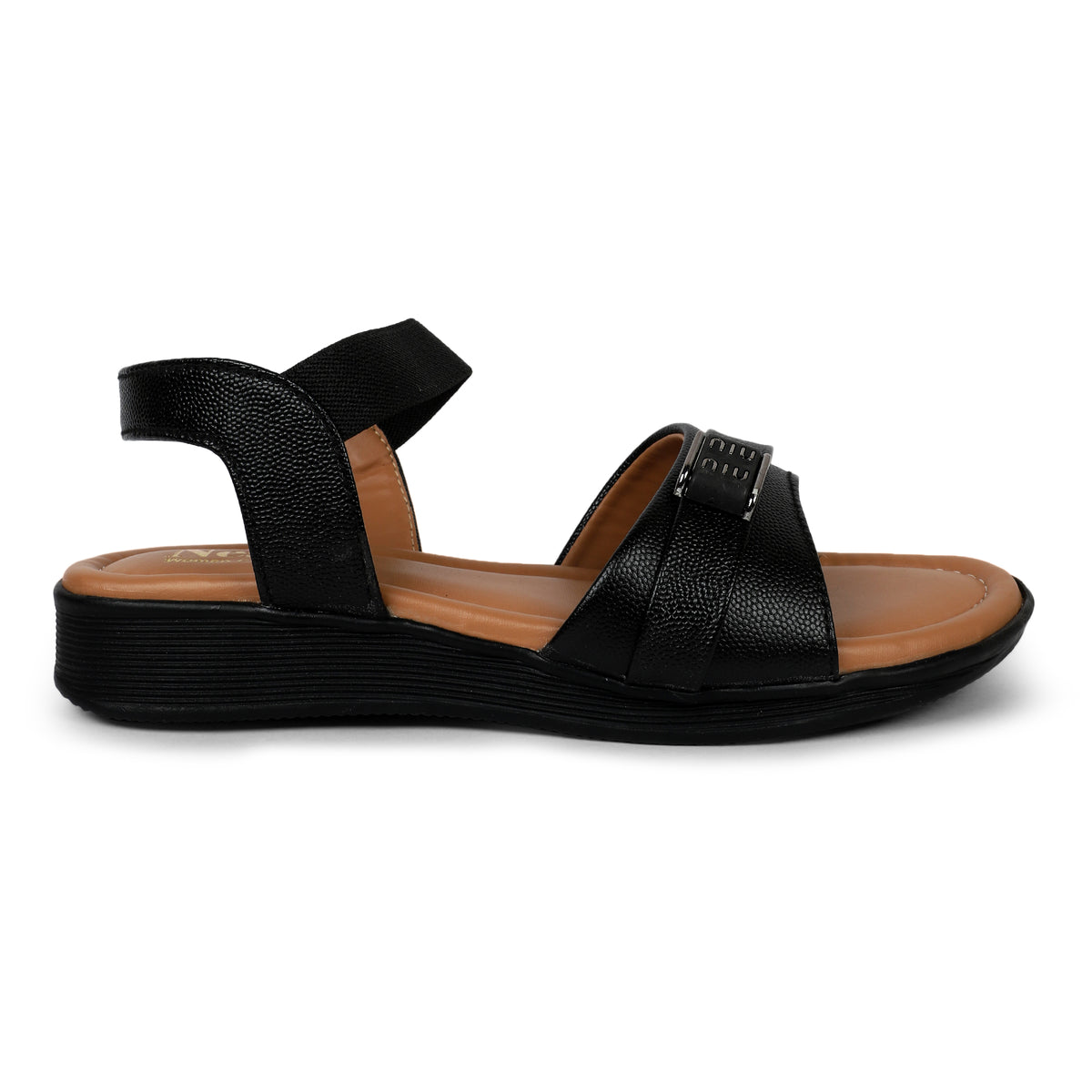 Elastic Back Strap Comfort Sandals - Black