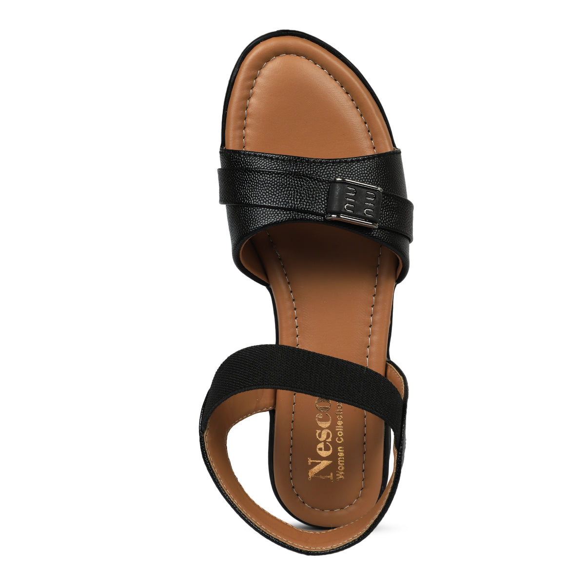 Elastic Back Strap Comfort Sandals - Black