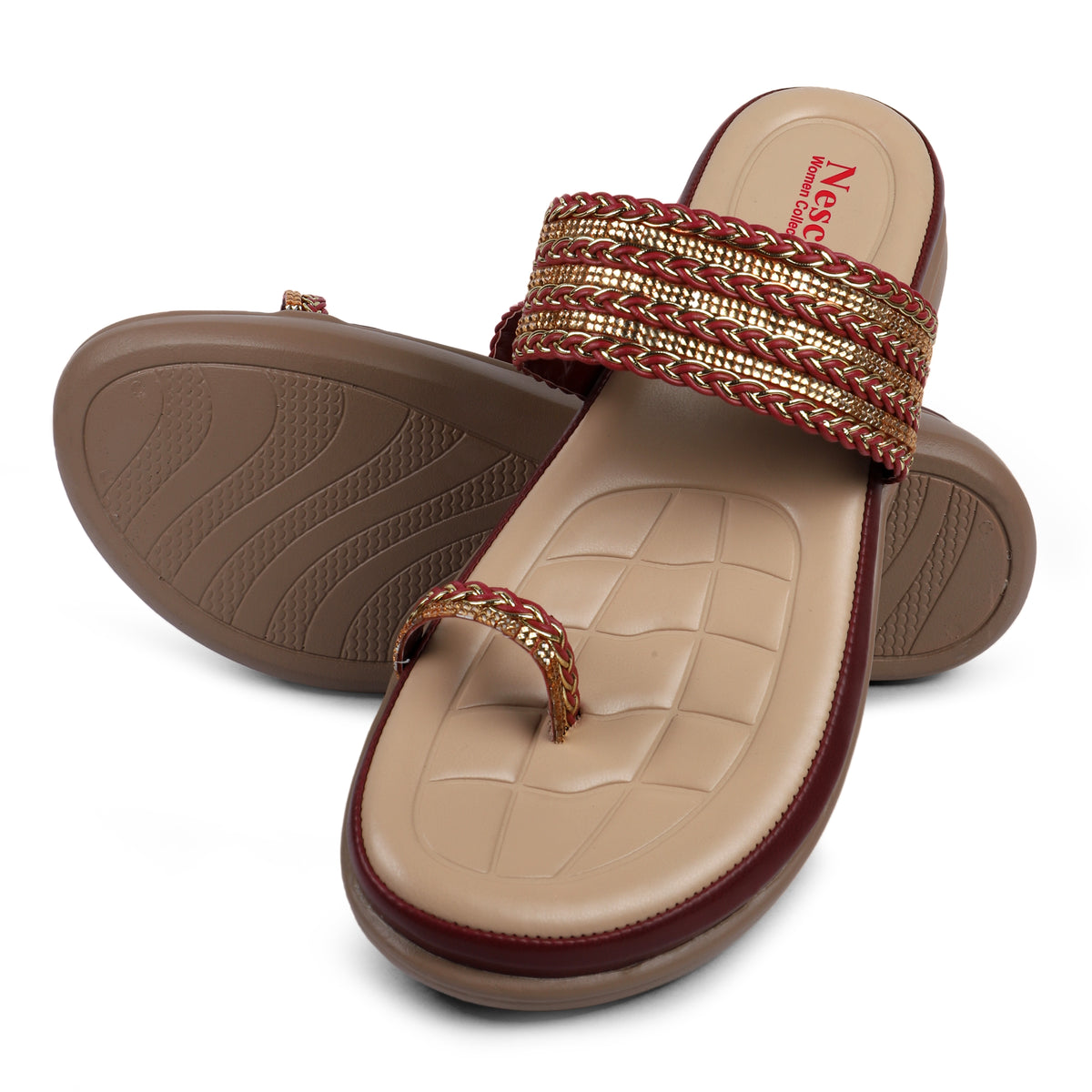 Braided Embellished Toe-Loop Sandals