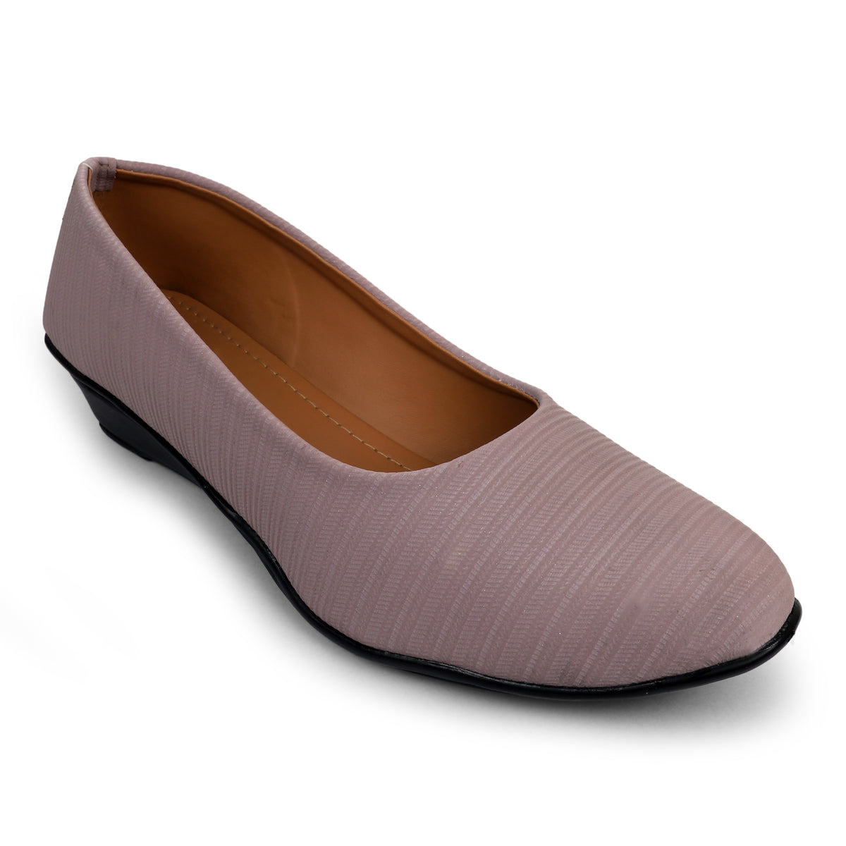 Textured Slip-On Ballet Flats - Mauve