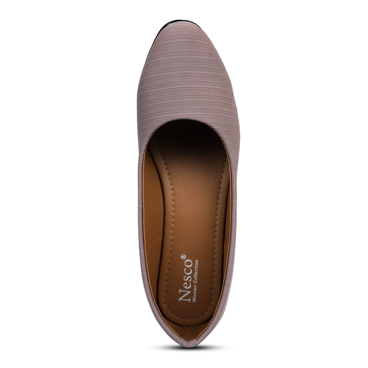 Textured Slip-On Ballet Flats - Mauve