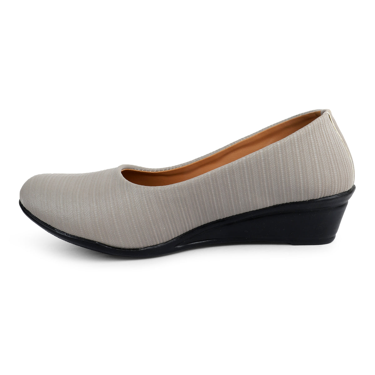 Textured Slip-On Ballet Flats - Grey