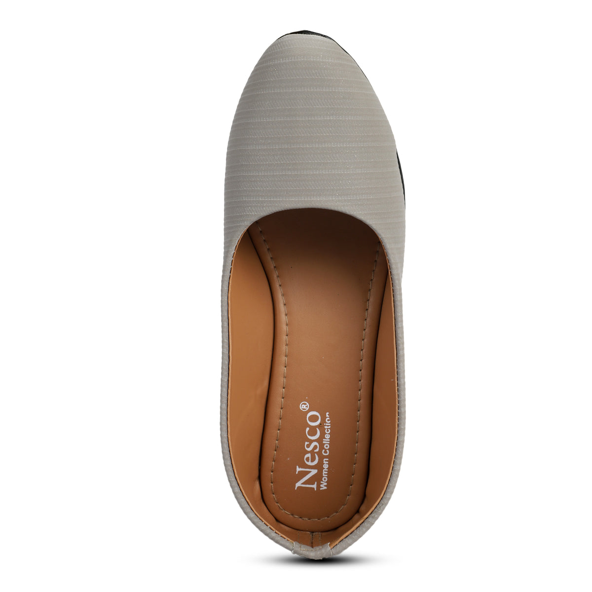 Textured Slip-On Ballet Flats - Grey