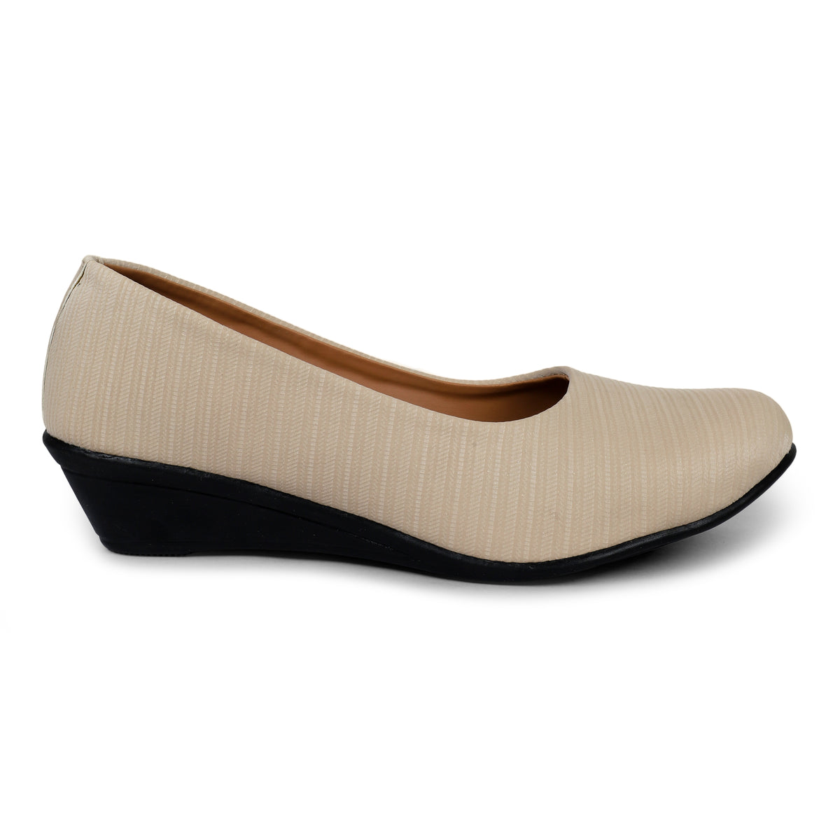 Textured Slip-On Ballet Flats - Beige