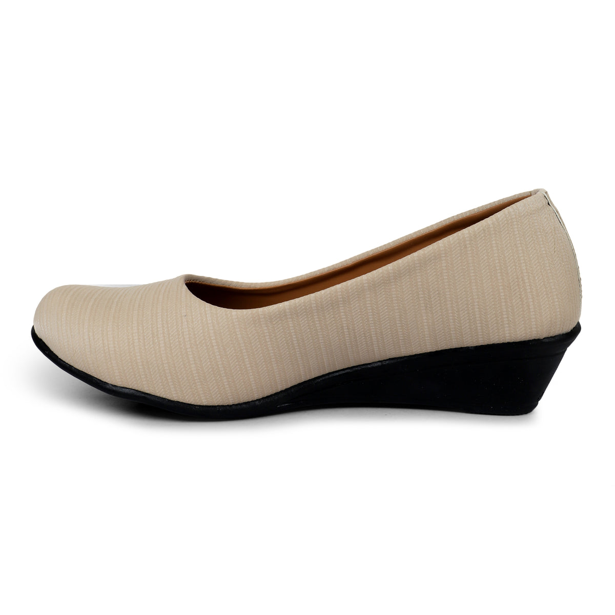Textured Slip-On Ballet Flats - Beige