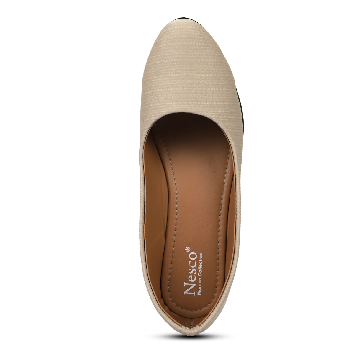 Textured Slip-On Ballet Flats - Beige