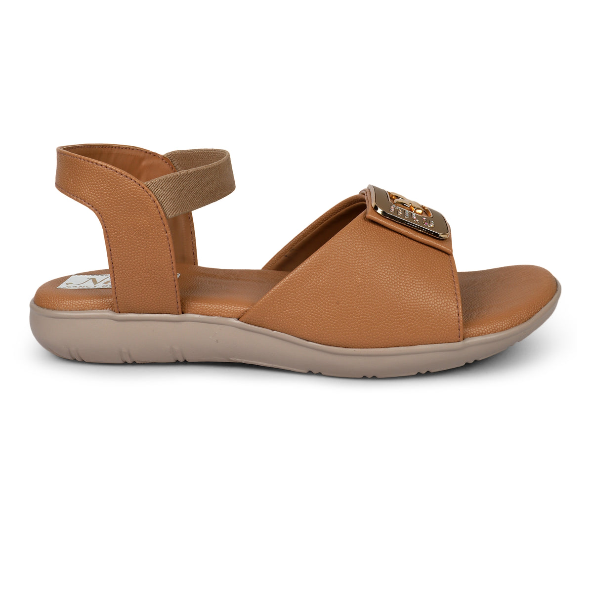 Butterfly Buckle Comfort Sandals - Tan