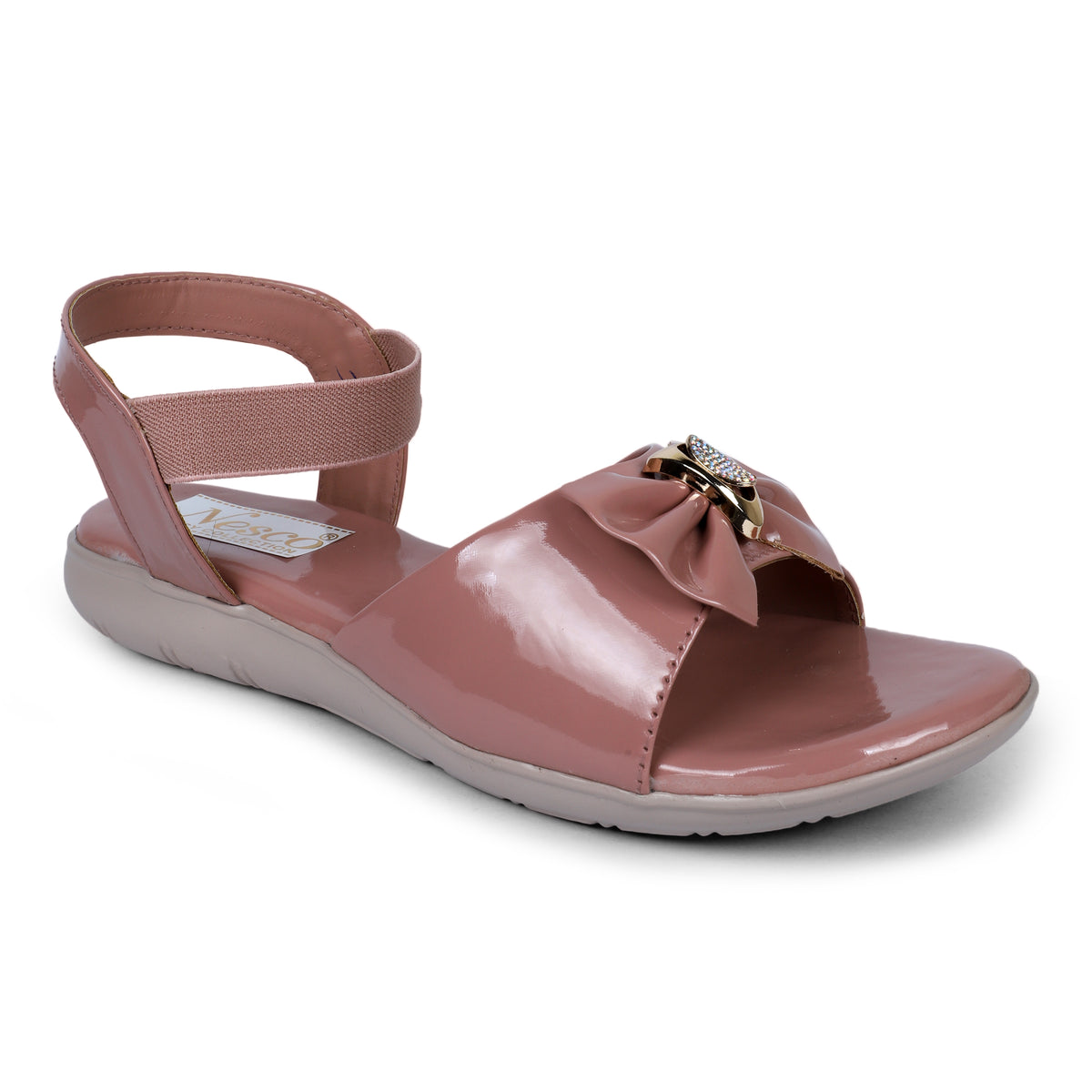 Glossy Bow Comfort Sandals - Pink