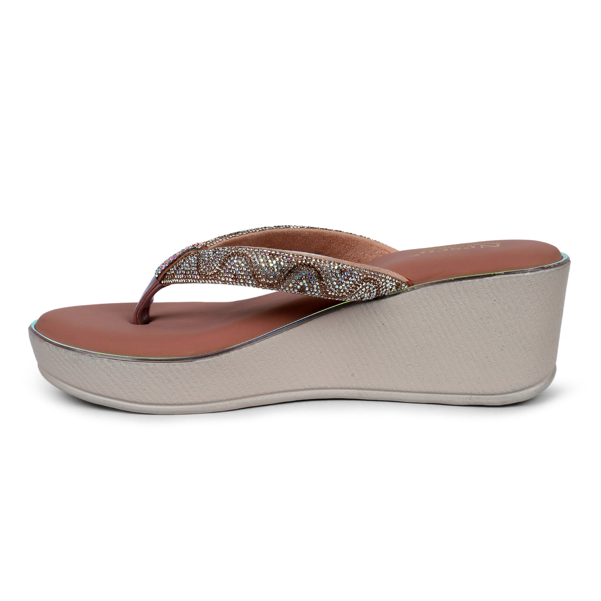 Rhinestone Embellished Wedge Sandals - Mauve