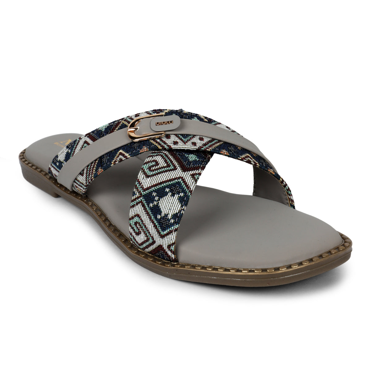 Geometric Pattern Criss-Cross Slides - Grey