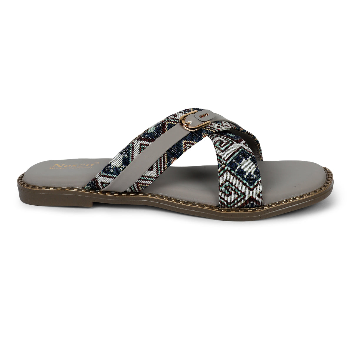 Geometric Pattern Criss-Cross Slides - Grey