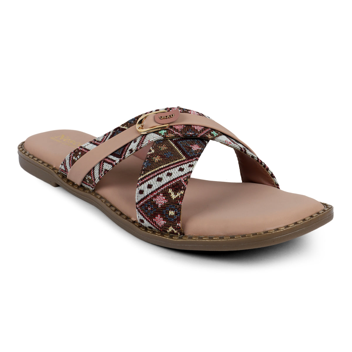 Geometric Pattern Criss-Cross Slides - Brown