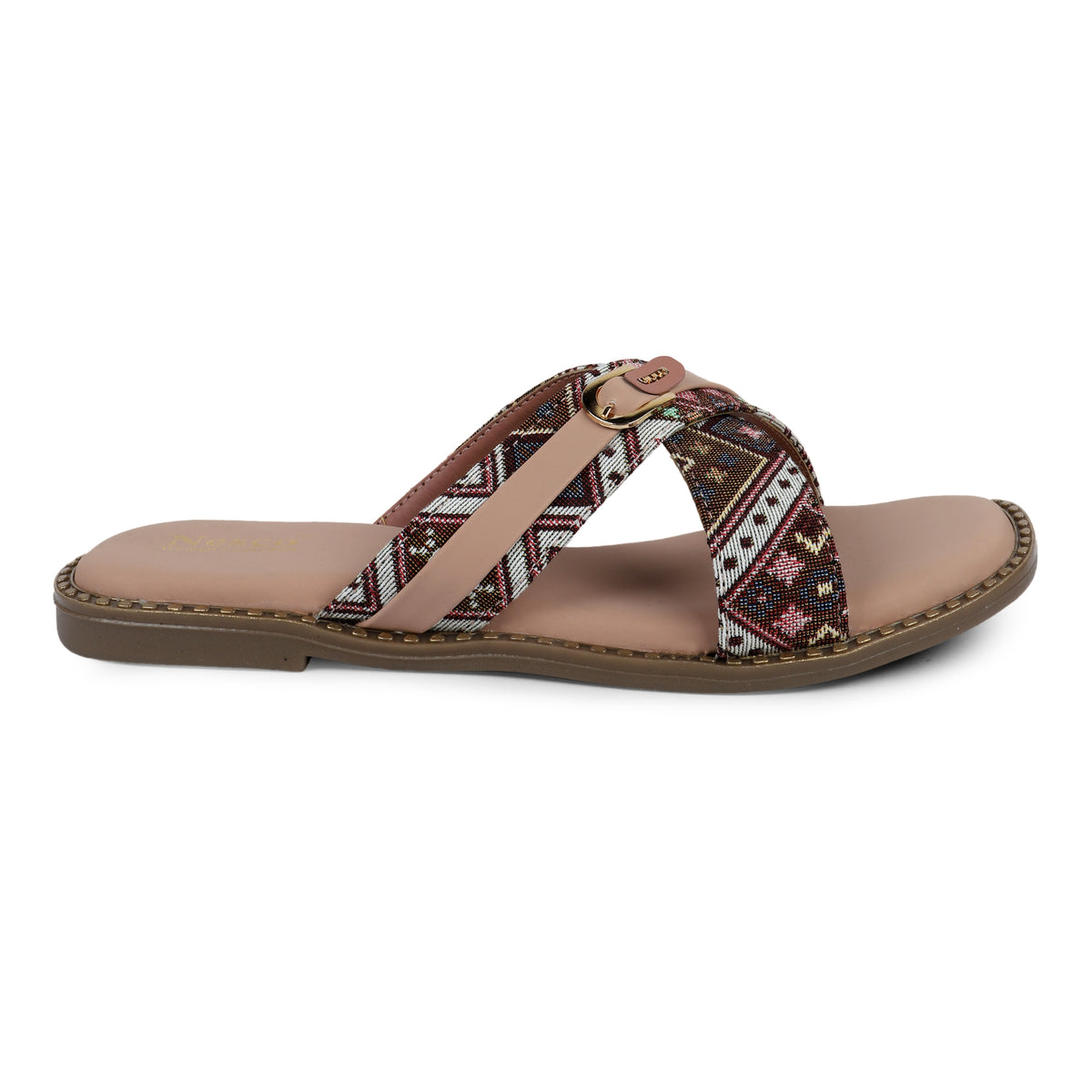 Geometric Pattern Criss-Cross Slides - Brown