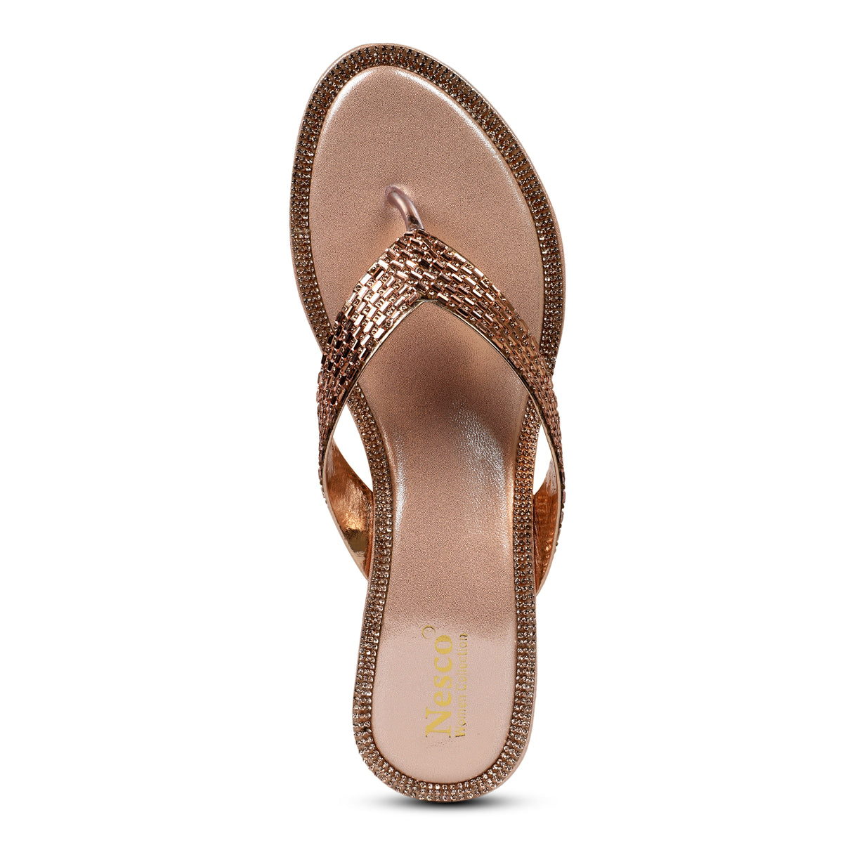 Studded Criss-Cross Block Heel Mules - Rose Gold
