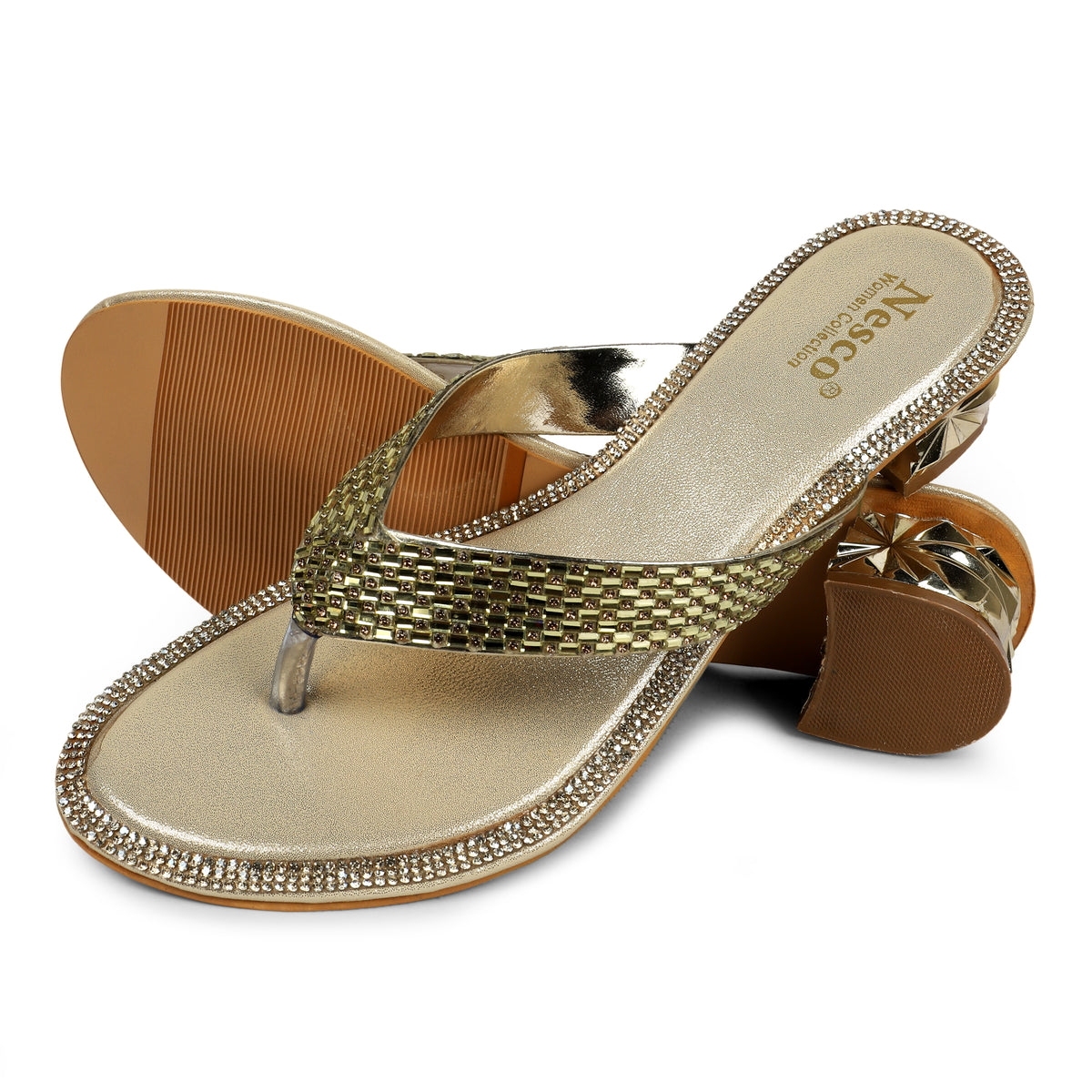 Studded Criss-Cross Block Heel Mules