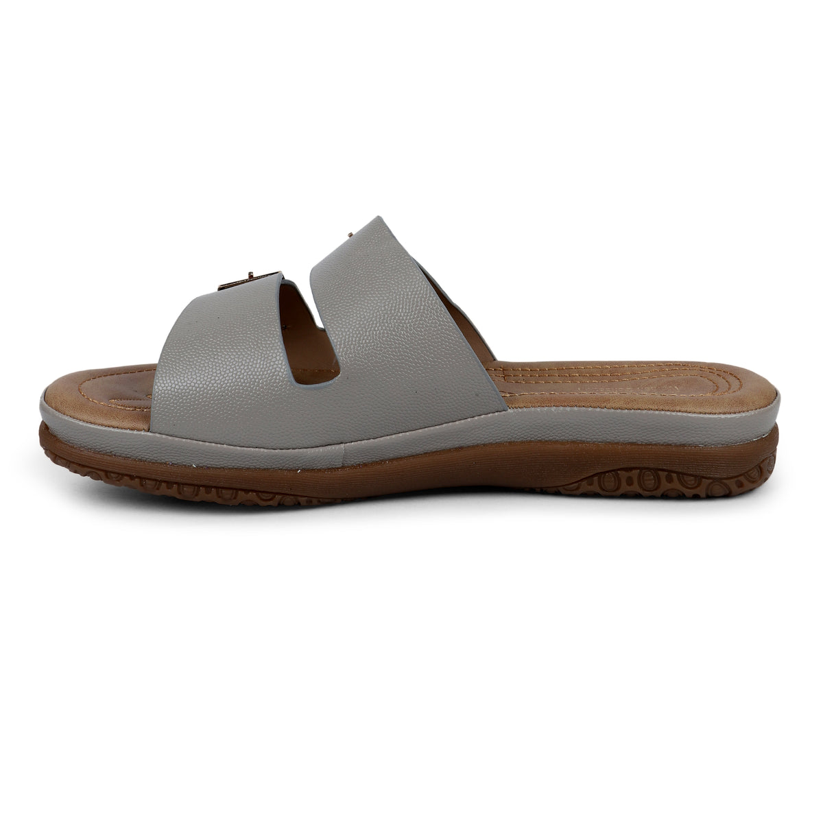 Double Buckle Comfort Slides - Grey