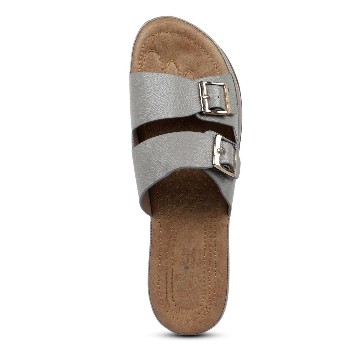 Double Buckle Comfort Slides - Grey