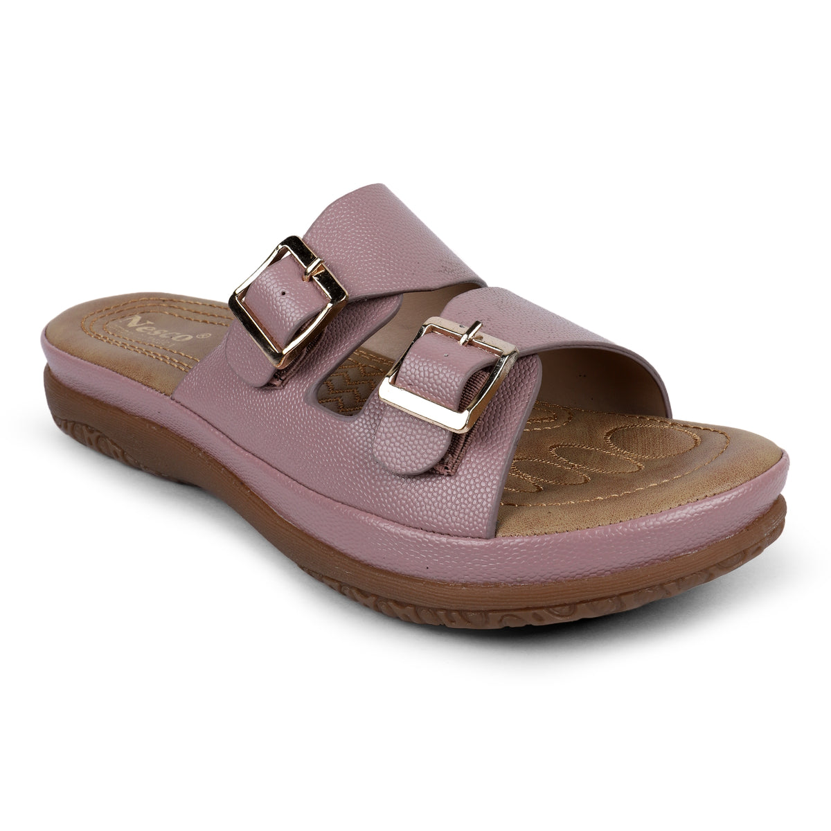 Double Buckle Comfort Slides - Mauve