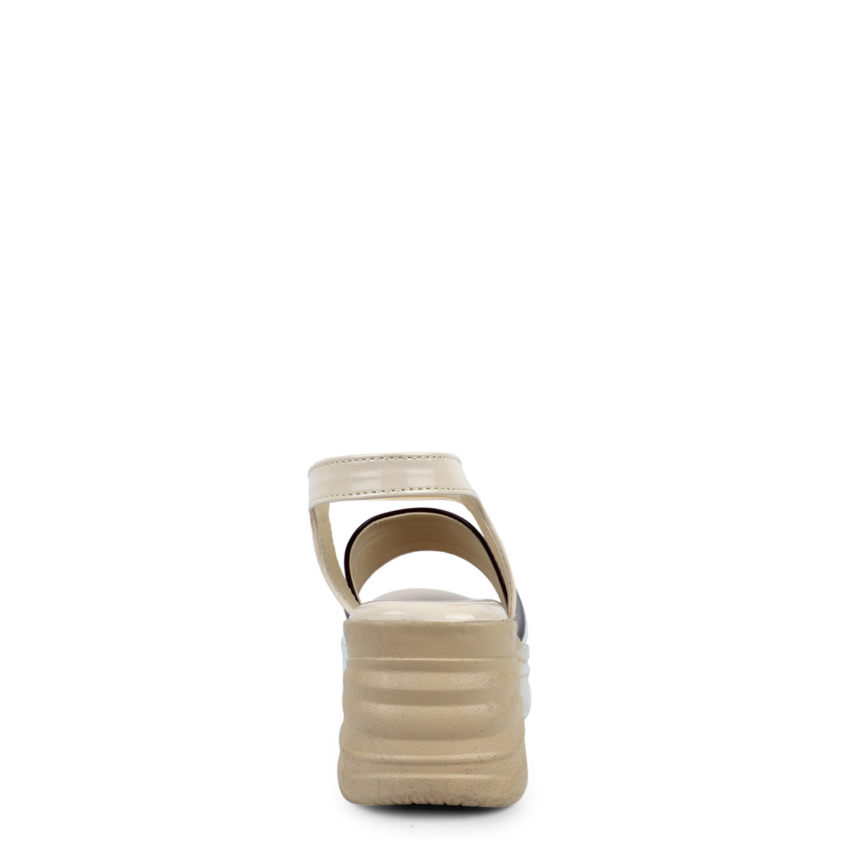 Tri-Color Glossy Strap Sandals - Cream
