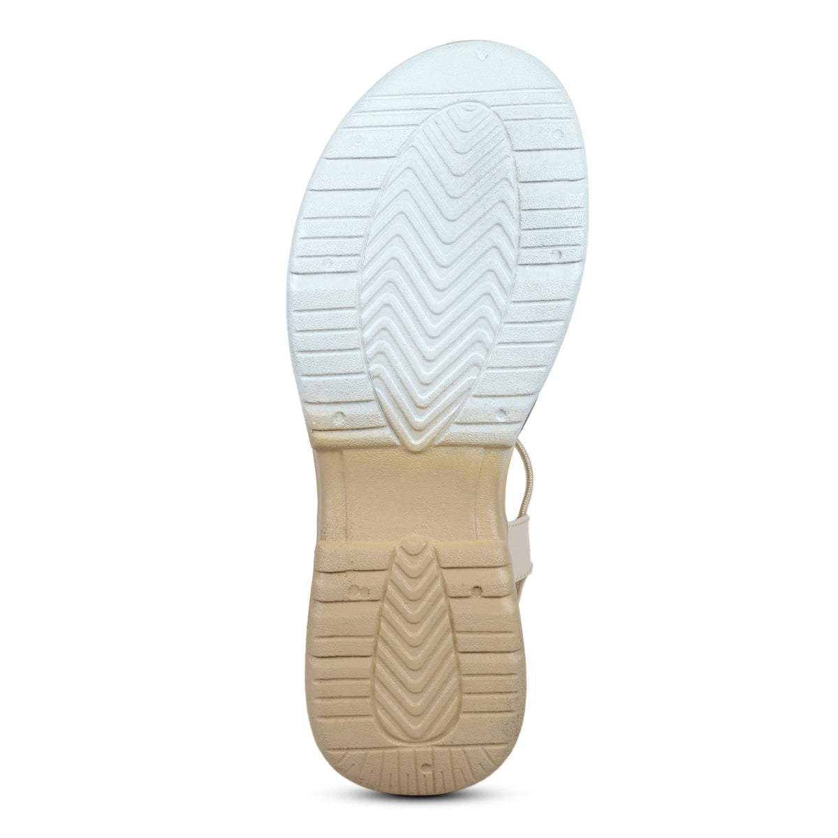 Tri-Color Glossy Strap Sandals - Cream