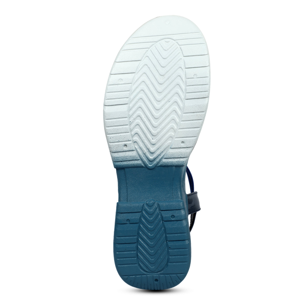 Tri-Color Glossy Strap Sandals - Navy