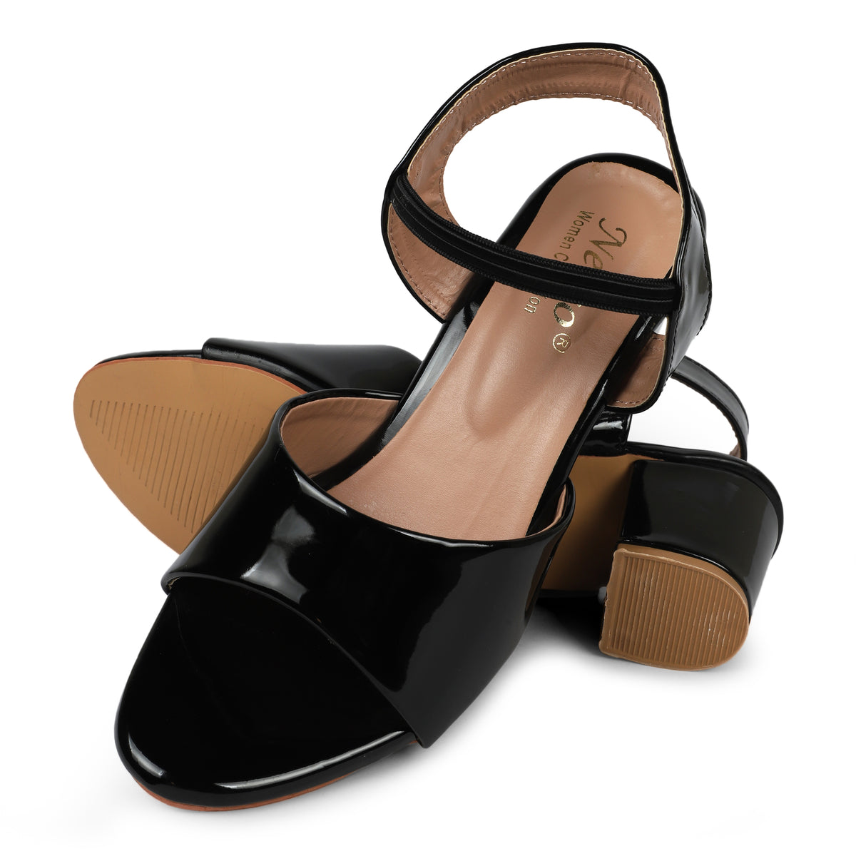 Glossy Block Heel Sandals