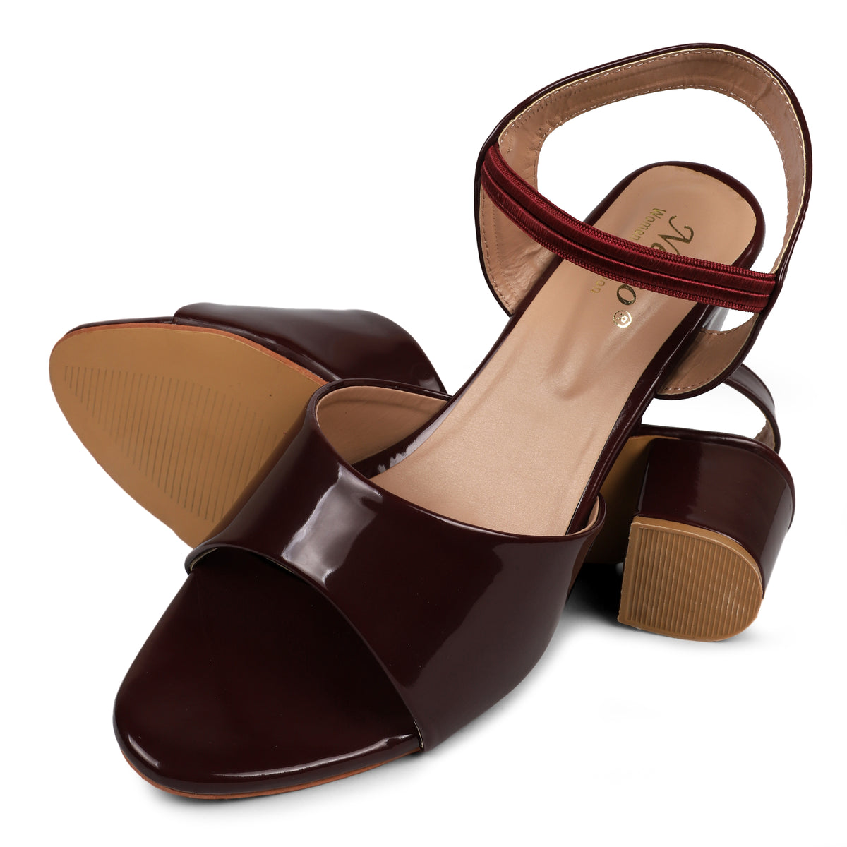 Glossy Block Heel Sandals