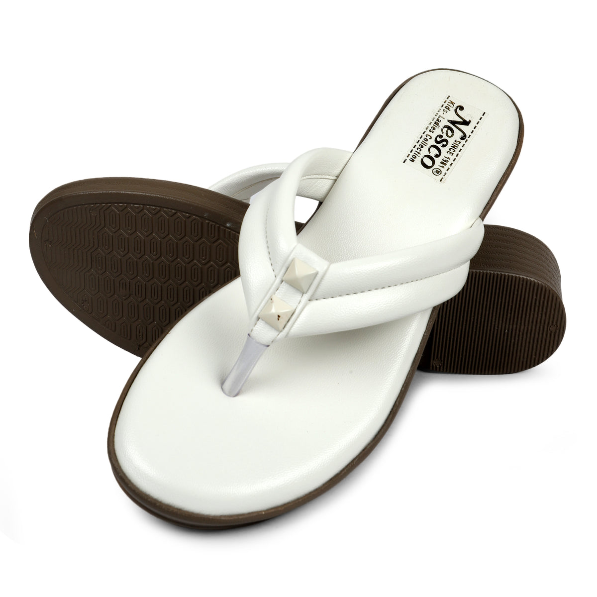 Studded V-Strap Wedge Sandals