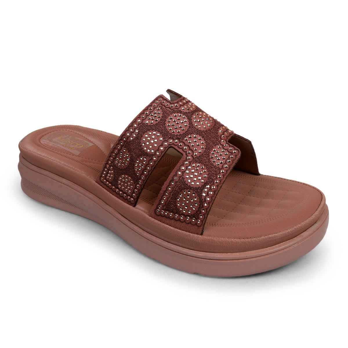 Embellished H-Strap Slides - Maroon