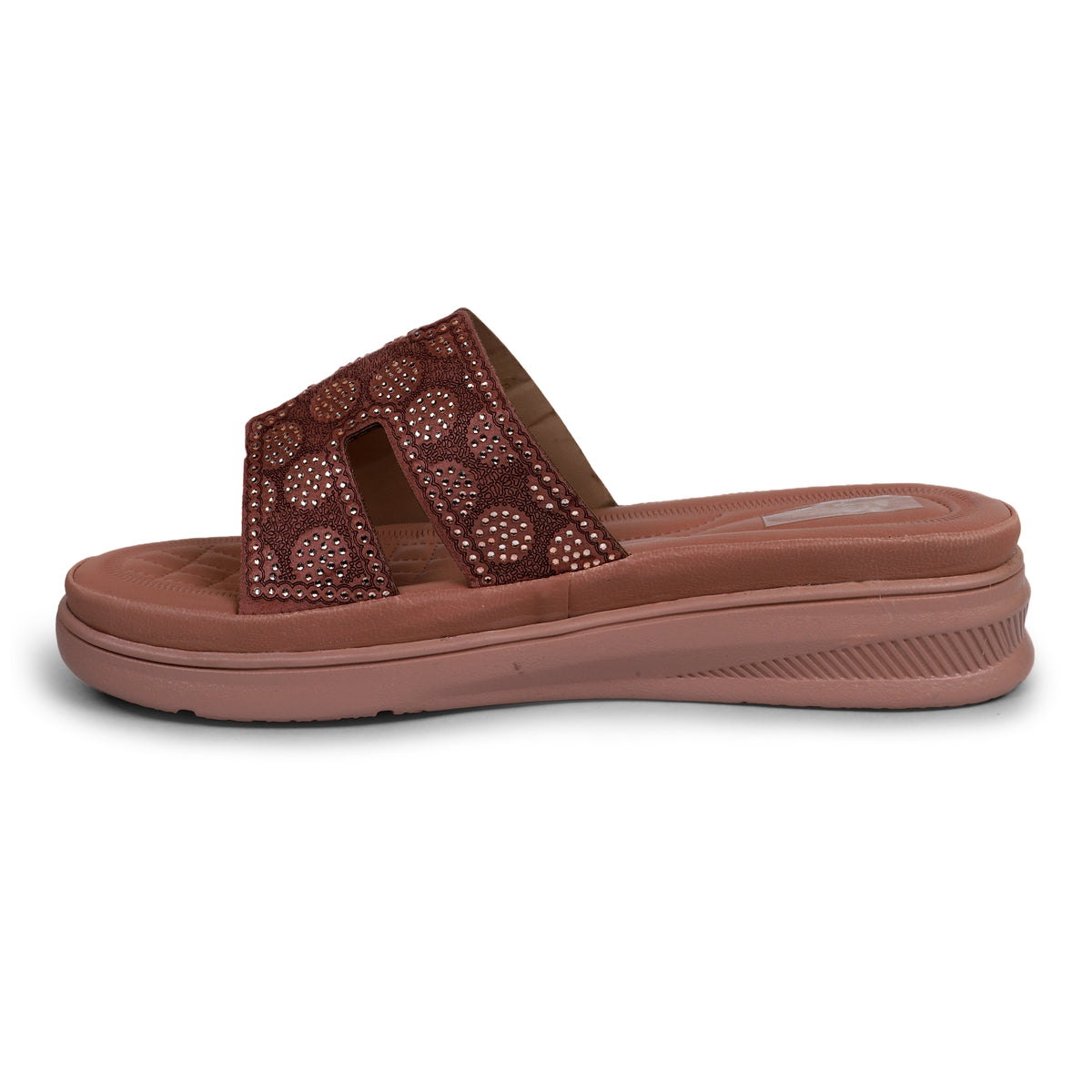 Embellished H-Strap Slides - Maroon