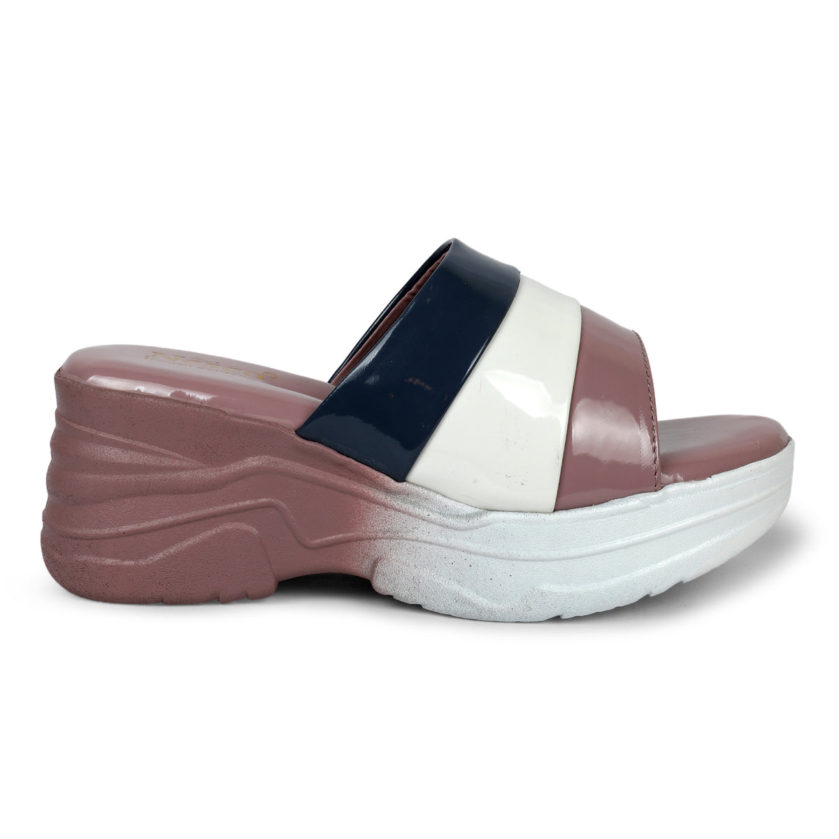 Tri-Color Platform Wedge Slides - Mauve
