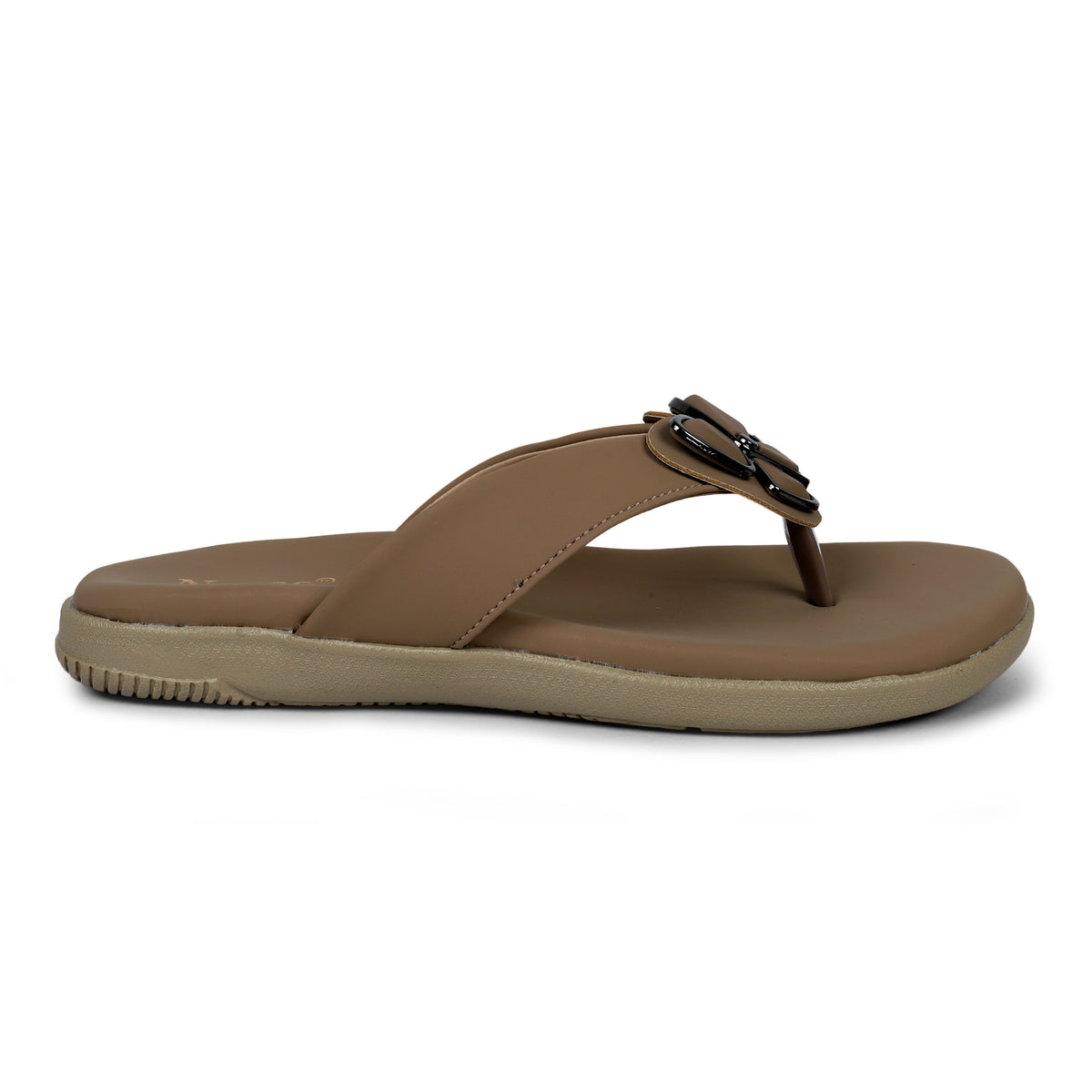 Butterfly Embellished Toe-Post Sandals - Brown