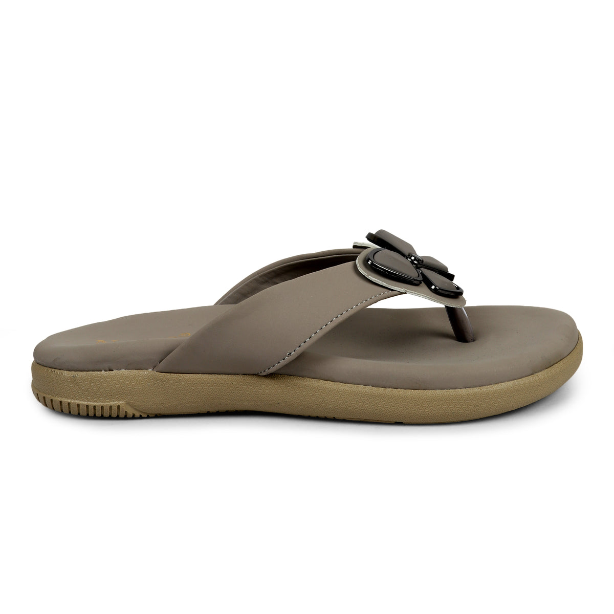 Butterfly Embellished Toe-Post Sandals - Beige
