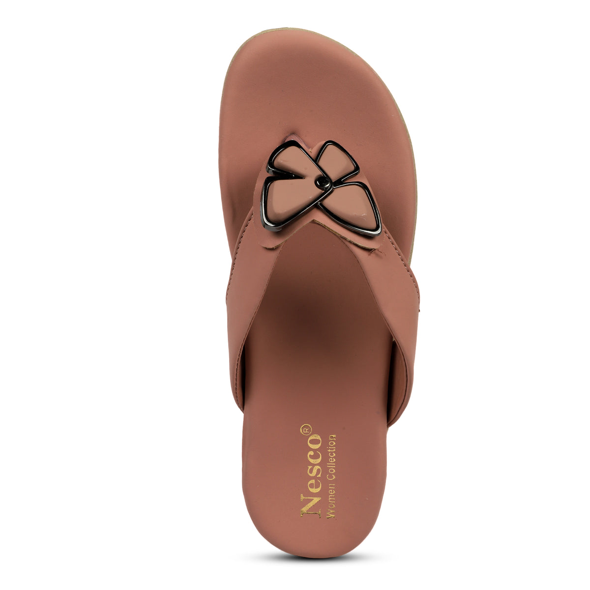 Butterfly Embellished Toe-Post Sandals - Peach