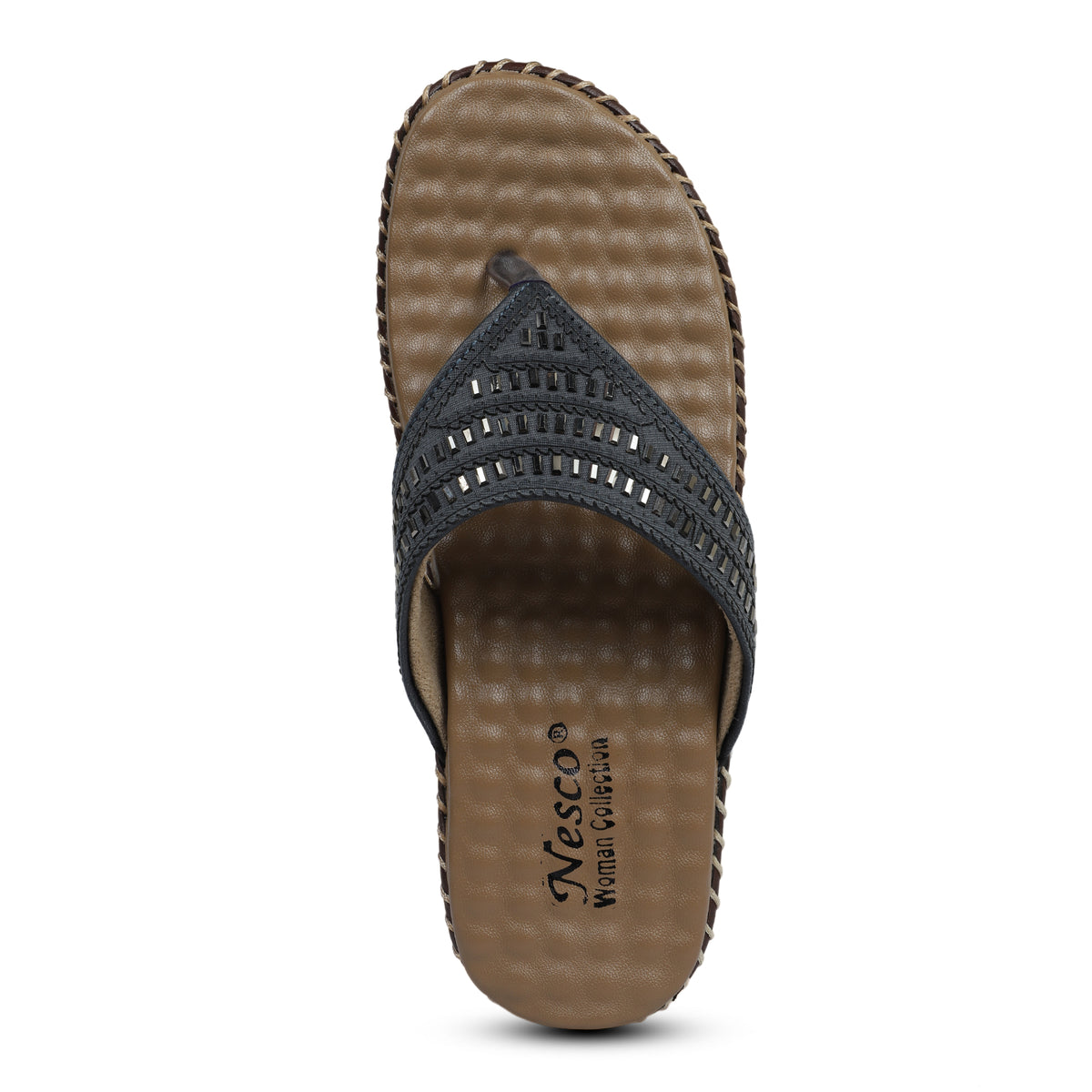 Glossy Wide-Strap Comfort Sandals - Grey