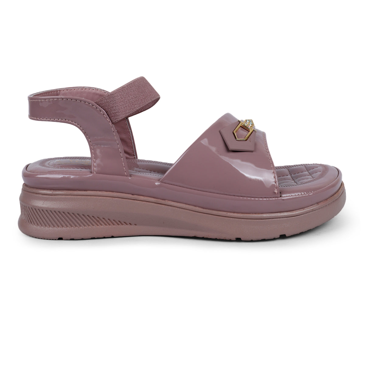 Studded Wide-Strap Thong Sandals - Mauve