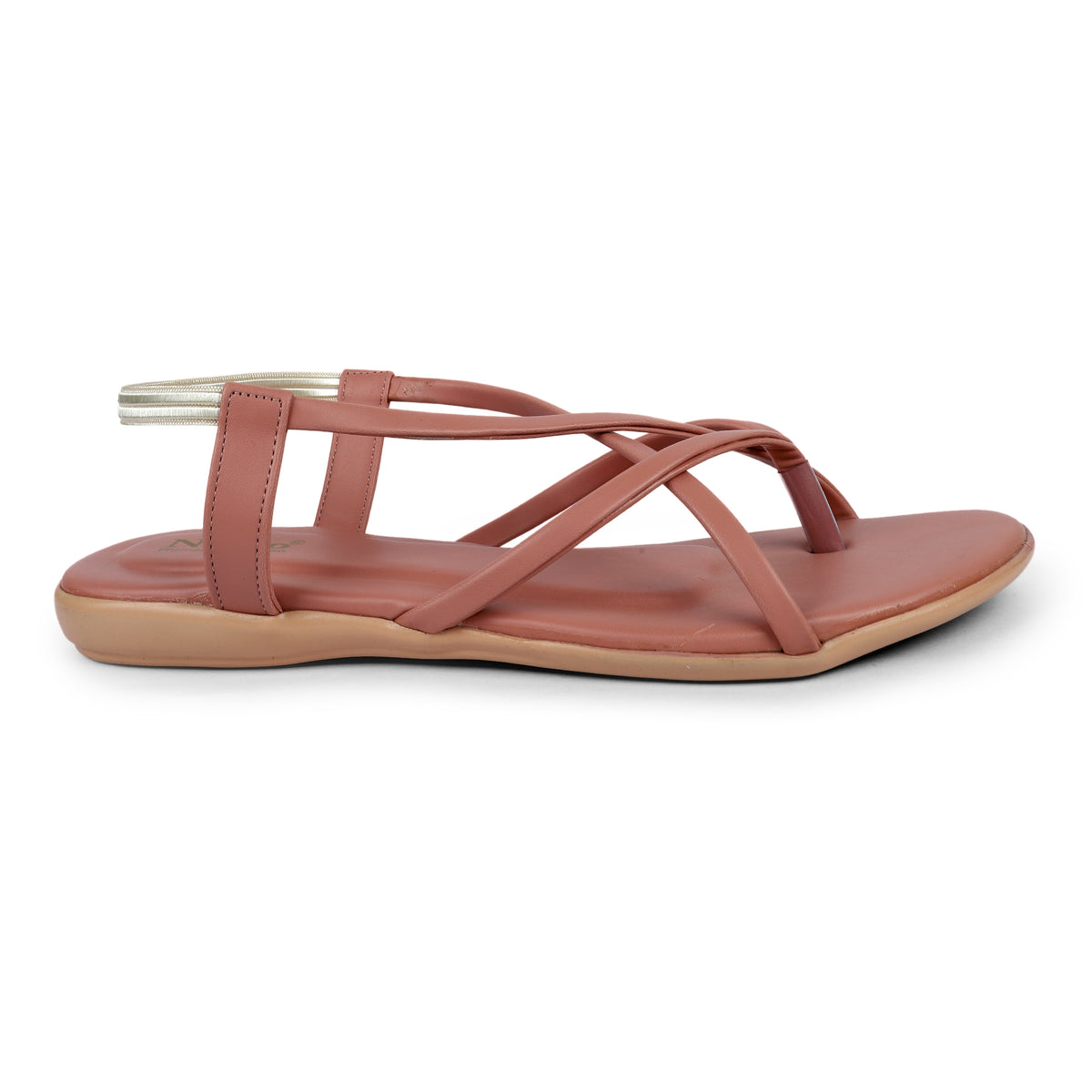Criss-Cross Strappy Flat Sandals - Peach