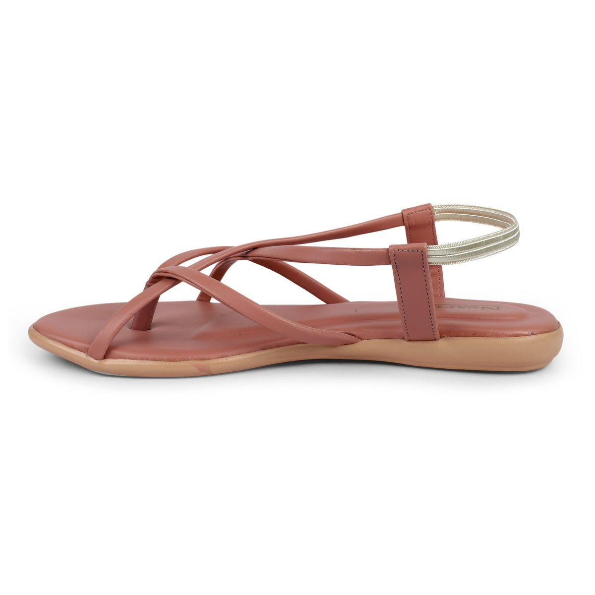 Criss-Cross Strappy Flat Sandals - Peach