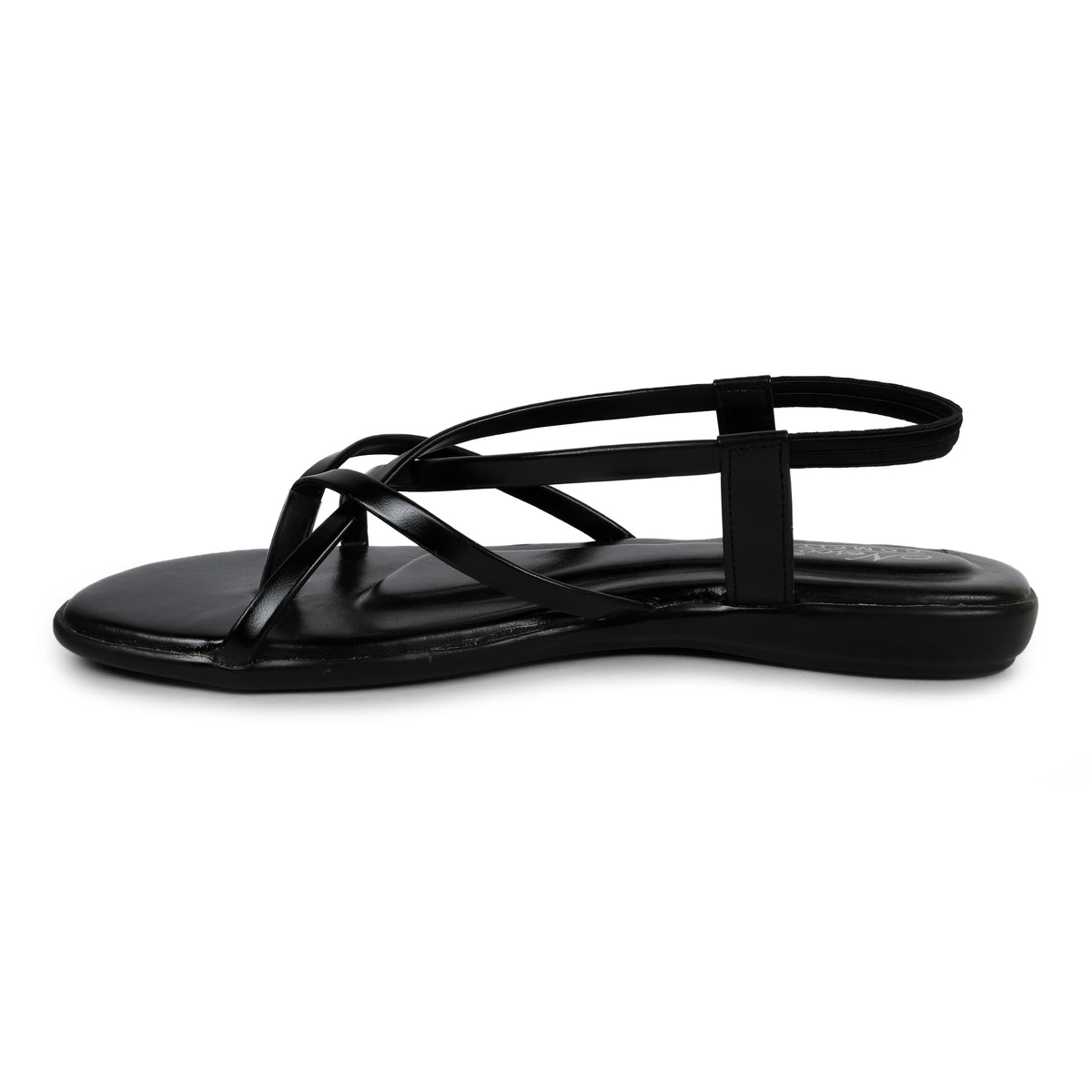 Criss-Cross Strappy Flat Sandals - Black