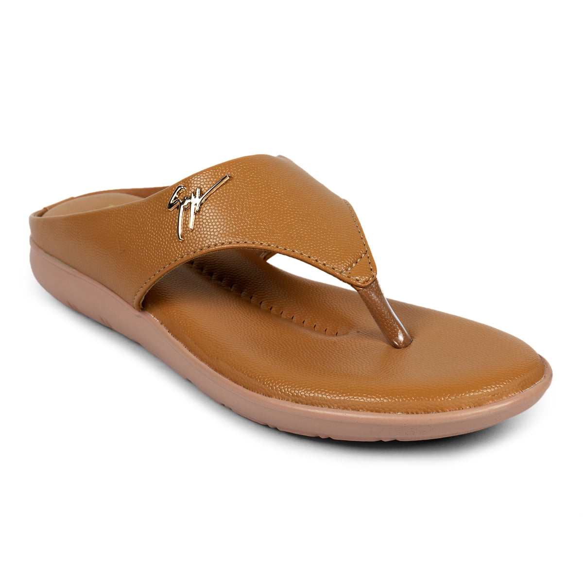 Laser-Cut Detail Wedge Sandals - Tan