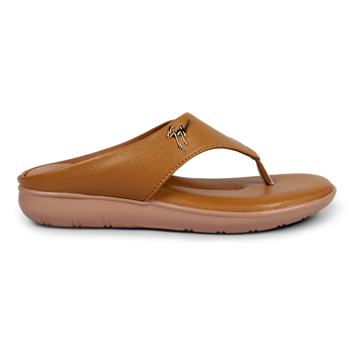 Laser-Cut Detail Wedge Sandals - Tan
